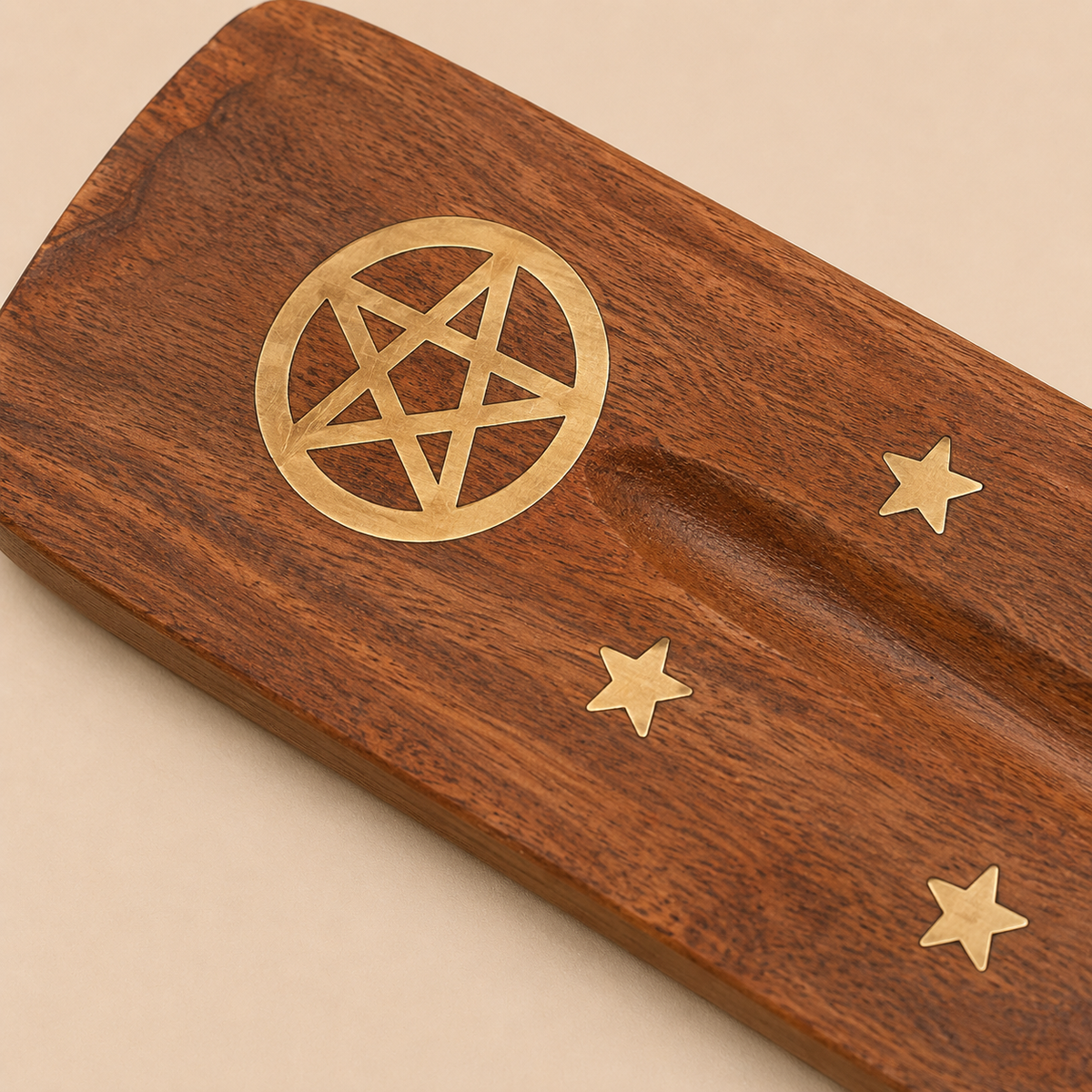 Wooden Pentacle Incense Stick Holder