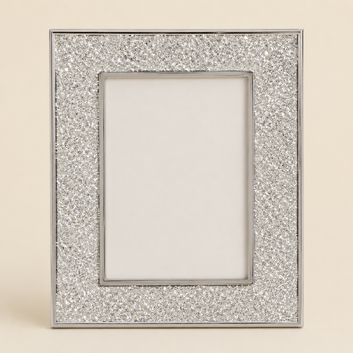 Silver Photo Frame with Glitter Band, 4 × 6"