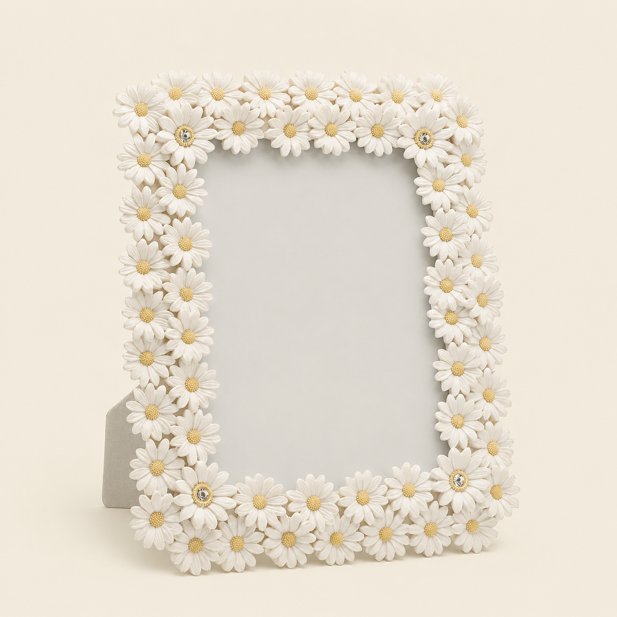 White Resin Daisy Photo Frame, 6 × 8"
