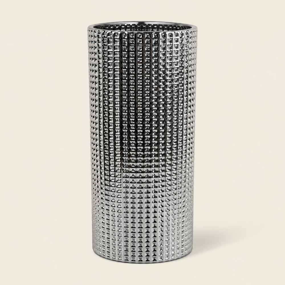 30cm Silver Dot Glass Vase