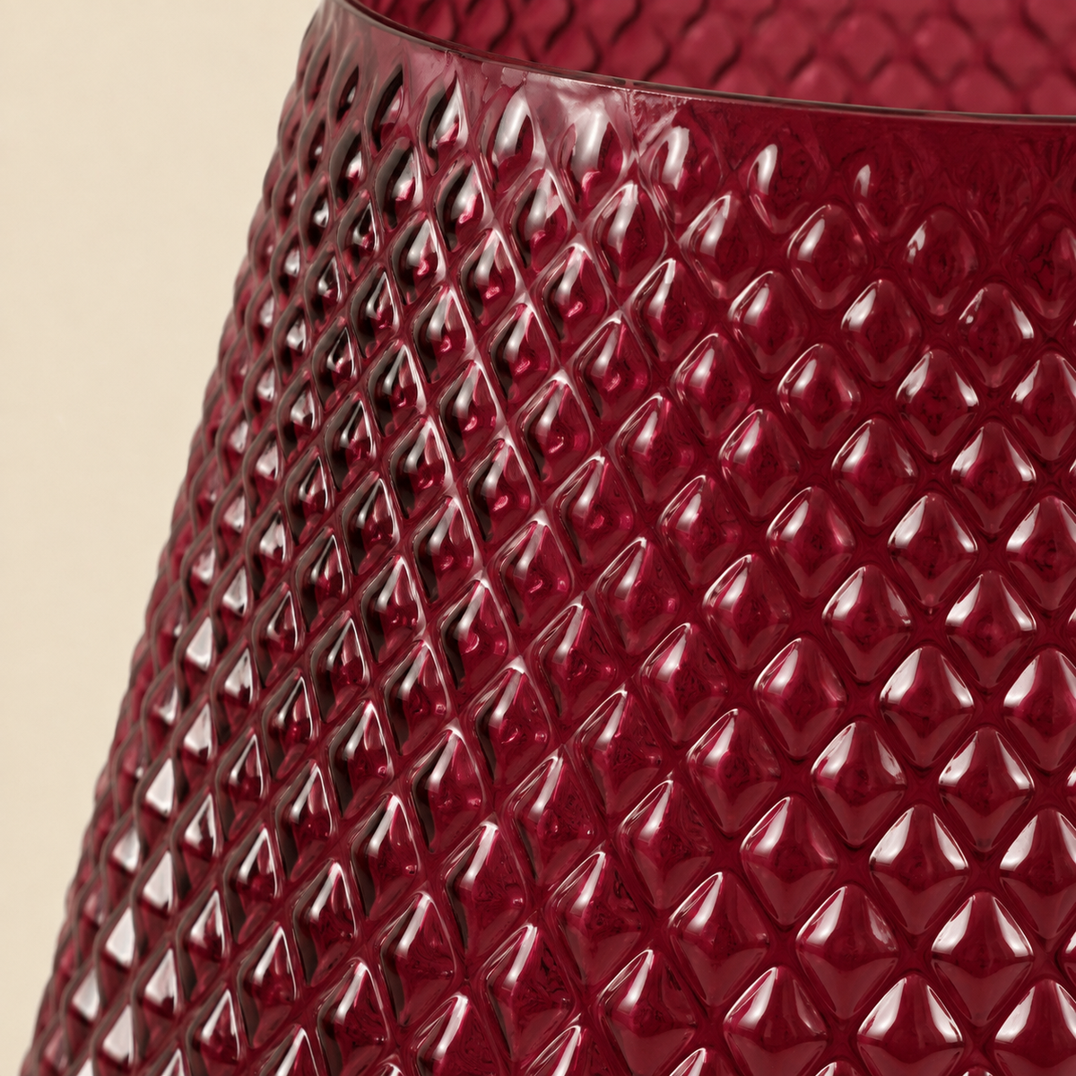 23cm Diamond Embossed Pink Glass Vase