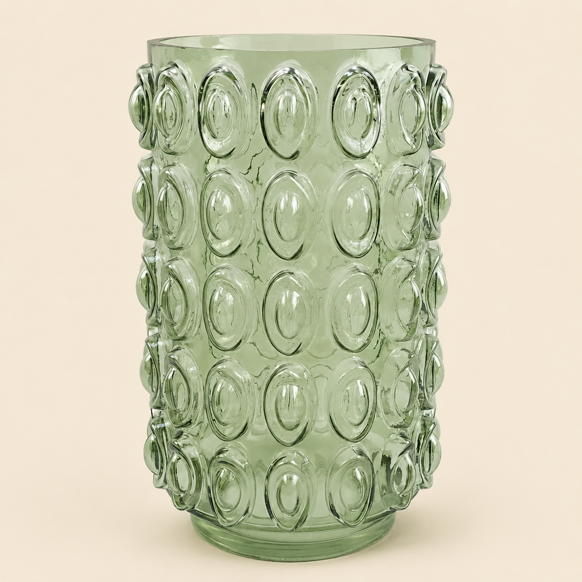 30cm Green Retro Bubble Glass Vase