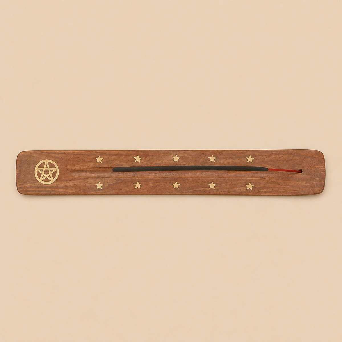 Wooden Pentacle Incense Stick Holder