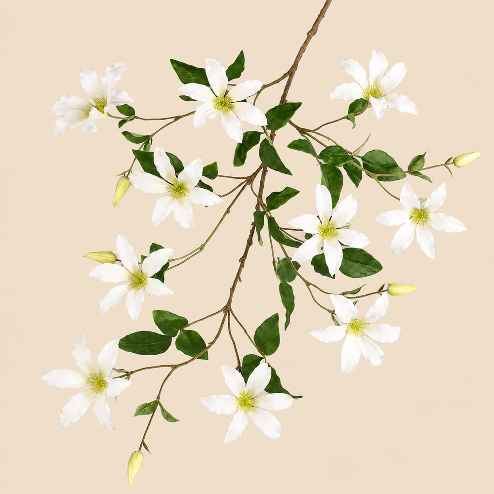 Artificial Cream Clematis Spray, 131cm