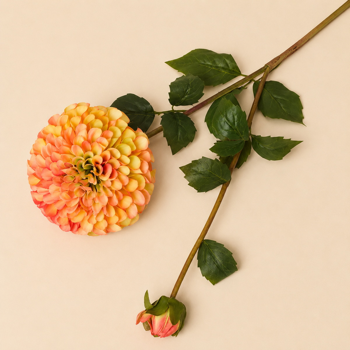 Artificial Yellow & Red Dahlia Spray, 80cm