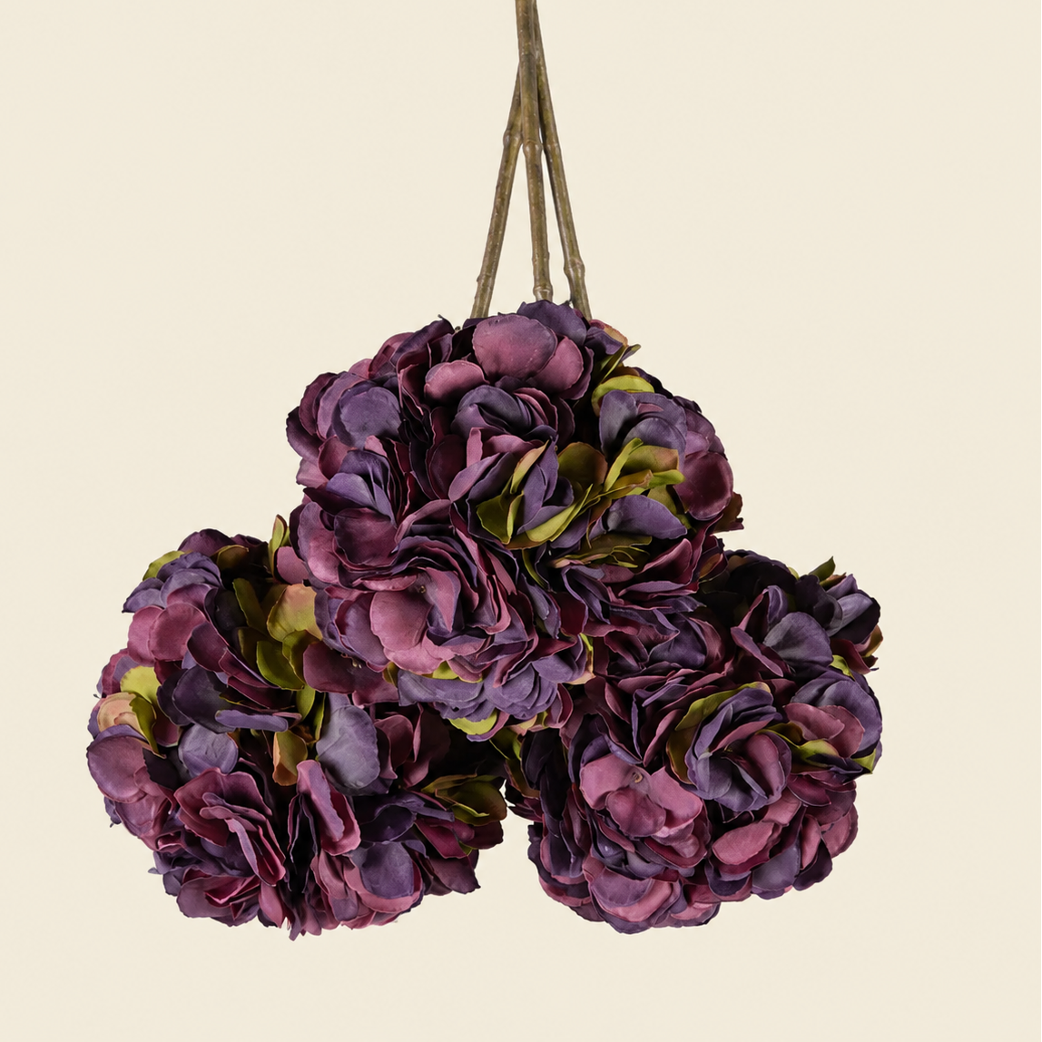 Artificial Dark Burgundy Hydrangea Stem, 64cm