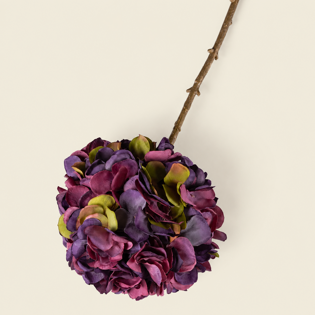 Artificial Dark Burgundy Hydrangea Stem, 64cm